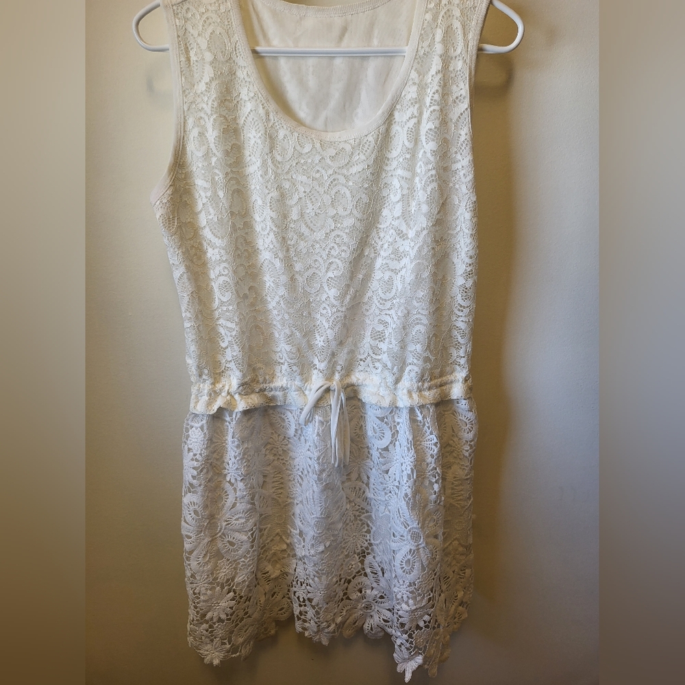 womens pretty white lace dress no size fits a medium